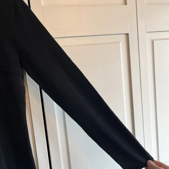 J.JILL PureJill Petite Med Cotton Cashmere Blend Faux Wrap Sweater Dress Black - Picture 7 of 13